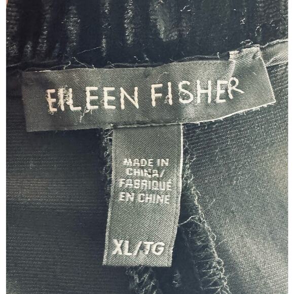 Eileen Fisher XL Black Velvet Wide Leg Pant Luxury Holiday Comfort Stretch Lined - Picture 4 of 7